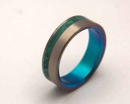 Hummingbird | Men's Malachite Stone & Titanium Wedding Ring - Minter and Richter Designs