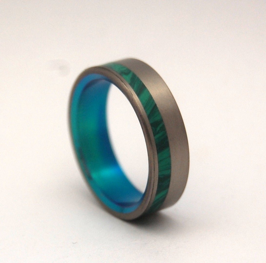 Hummingbird | Men's Malachite Stone & Titanium Wedding Ring - Minter and Richter Designs