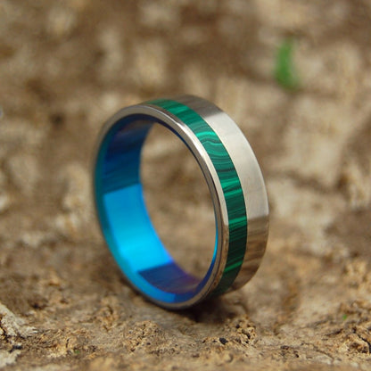 Hummingbird | Men's Malachite Stone & Titanium Wedding Ring - Minter and Richter Designs