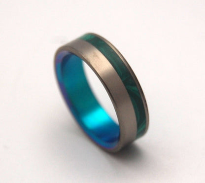 Hummingbird | Men's Malachite Stone & Titanium Wedding Ring - Minter and Richter Designs