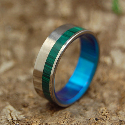 Hummingbird | Men's Malachite Stone & Titanium Wedding Ring - Minter and Richter Designs