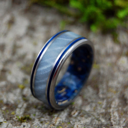 Hurricane Love | Men's Box Elder Wood, Gray Pearl & Titanium Wedding Ring - Minter and Richter Designs