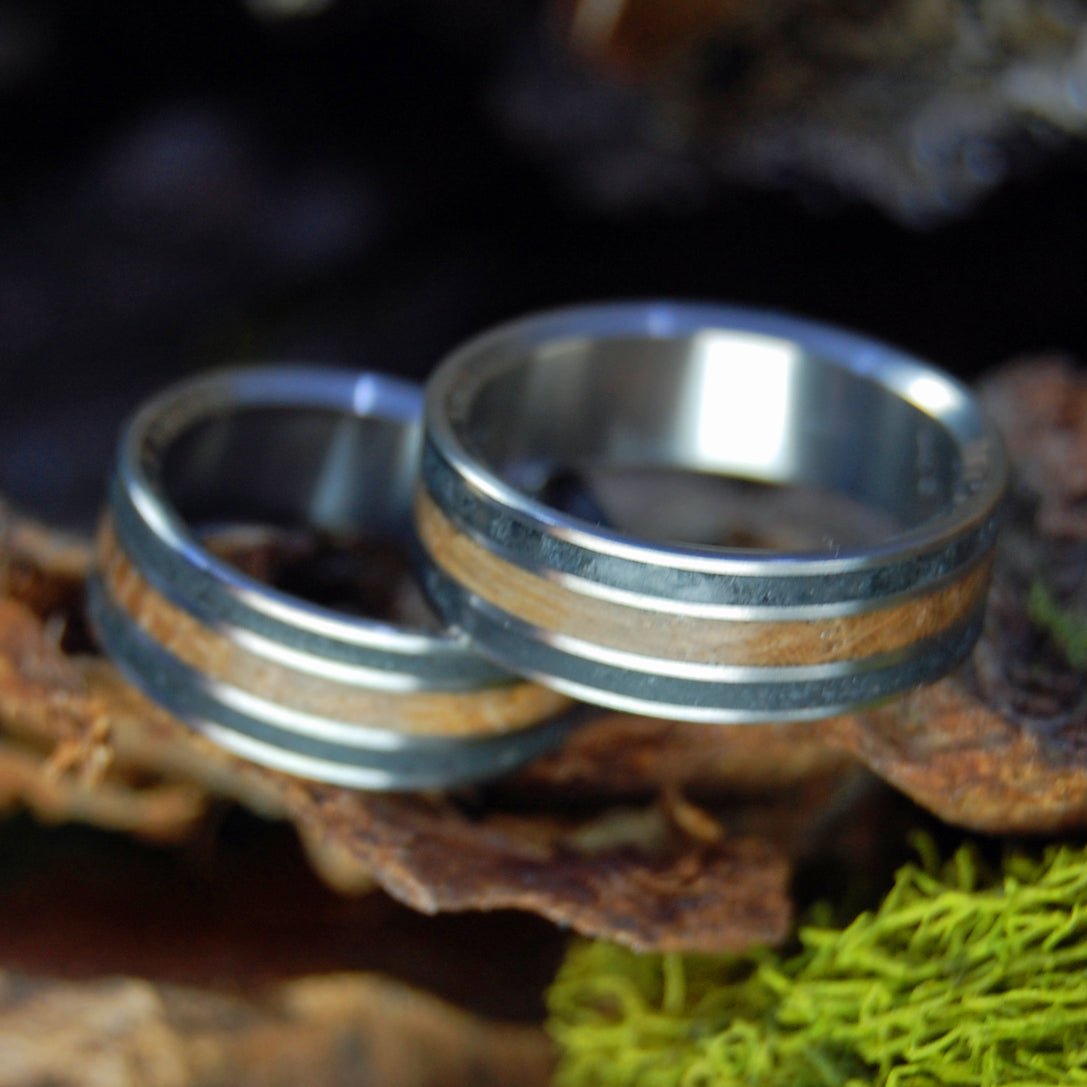 Iceland Loves Whiskey | Icelandic Lava And Whiskey Barrel - Unique Wedding Ring - Minter and Richter Designs