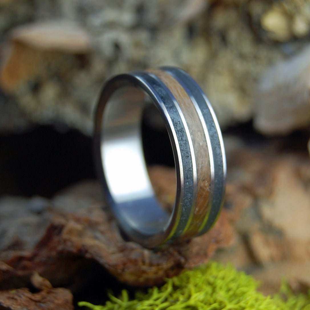 Iceland Loves Whiskey | Men's Icelandic Lava, Whiskey Barrel & Titanium Wedding Ring - Minter and Richter Designs