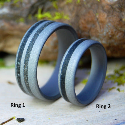 Iceland To Oregon And Back Again | Icelandic Lava & Astoria Oregon Beach Sand - Unique Wedding Ring - Minter and Richter Designs