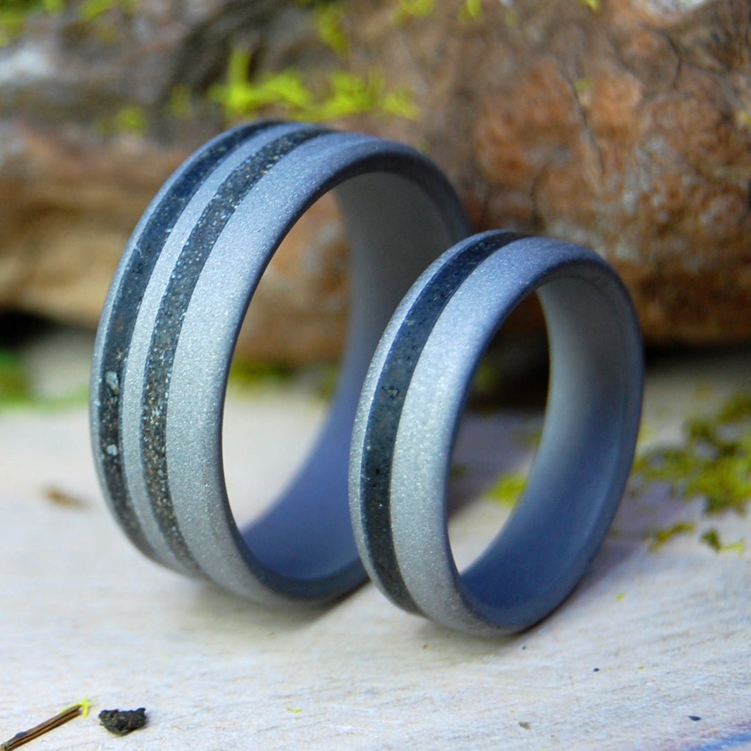 Iceland To Oregon And Back Again | Icelandic Lava & Astoria Oregon Beach Sand - Unique Wedding Ring - Minter and Richter Designs