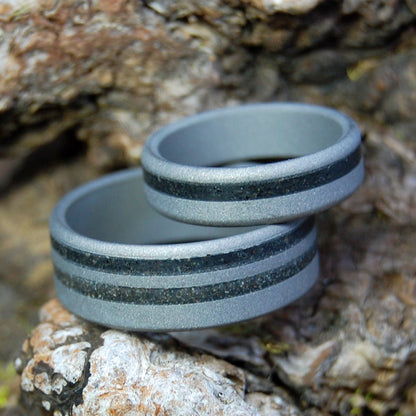 Iceland To Oregon And Back Again | Icelandic Lava & Astoria Oregon Beach Sand - Unique Wedding Ring - Minter and Richter Designs