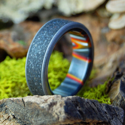 Icelandic 1973 Lava Eruption | Men's Icelandic Lava, Solar Flare Resin & Titanium Wedding Ring - Minter and Richter Designs