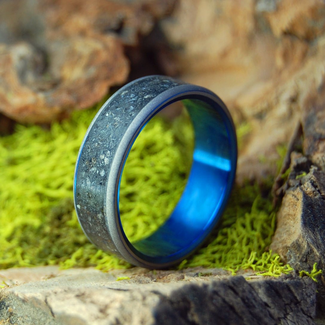 Icelandic Blue Eruption | Men's Beach Sand, Lava & Titanium Wedding Ring - Minter and Richter Designs