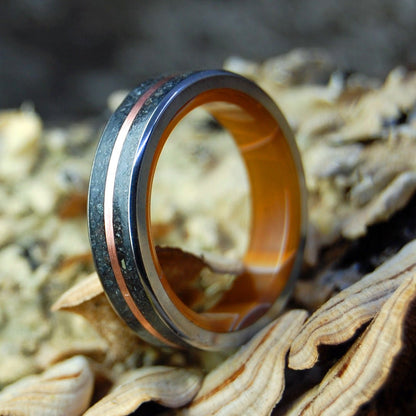 Icelandic Copper Mine | Men's Copper, Icelandic Lava, Orange Aquatic Resin & Titanium Wedding Ring - Minter and Richter Designs