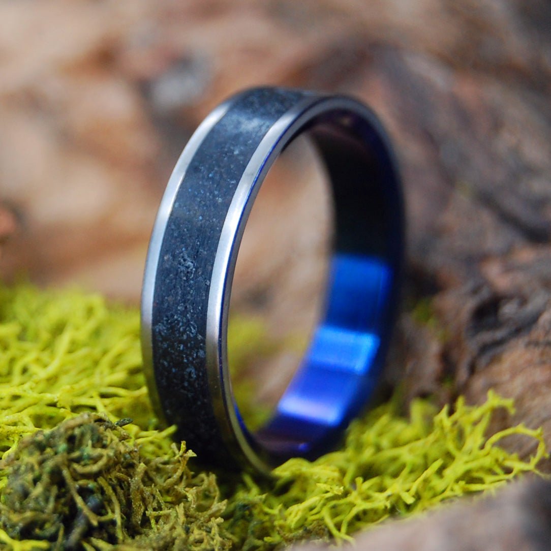 Icelandic Lava Blue | Women's Lava, Beach Sand & Titanium Wedding Ring - Minter and Richter Designs