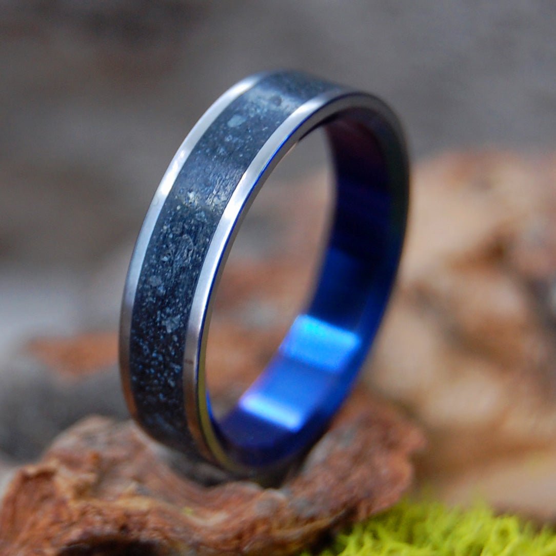 Icelandic Lava Blue | Women's Lava, Beach Sand & Titanium Wedding Ring - Minter and Richter Designs