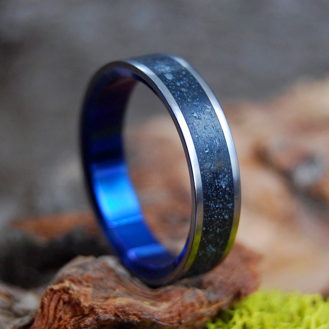 Icelandic Lava Blue | Women's Lava, Beach Sand & Titanium Wedding Ring - Minter and Richter Designs