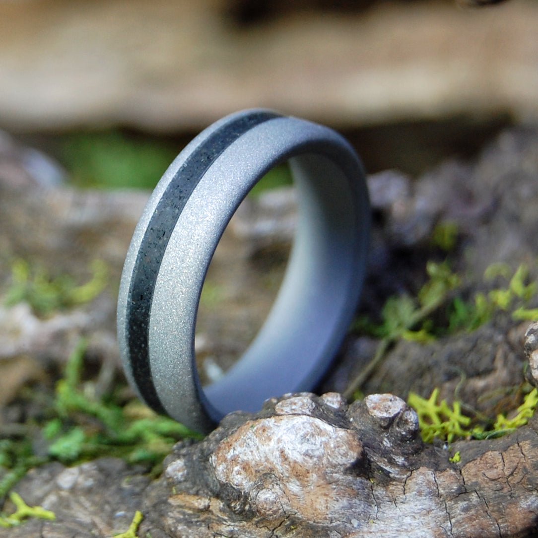 Icelandic Lava Offset | Men's Icelandic Lava & Titanium Wedding Ring - Minter and Richter Designs