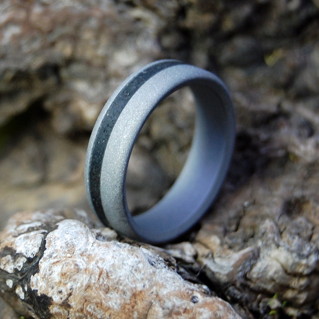 Icelandic Lava Offset | Men's Icelandic Lava & Titanium Wedding Ring - Minter and Richter Designs