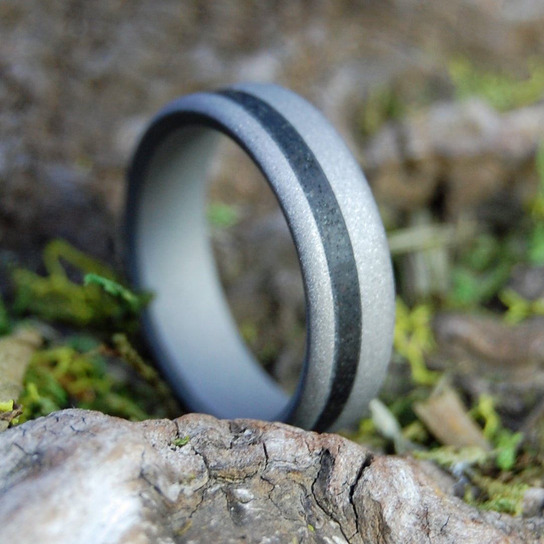 Icelandic Lava Offset | Men's Icelandic Lava & Titanium Wedding Ring - Minter and Richter Designs