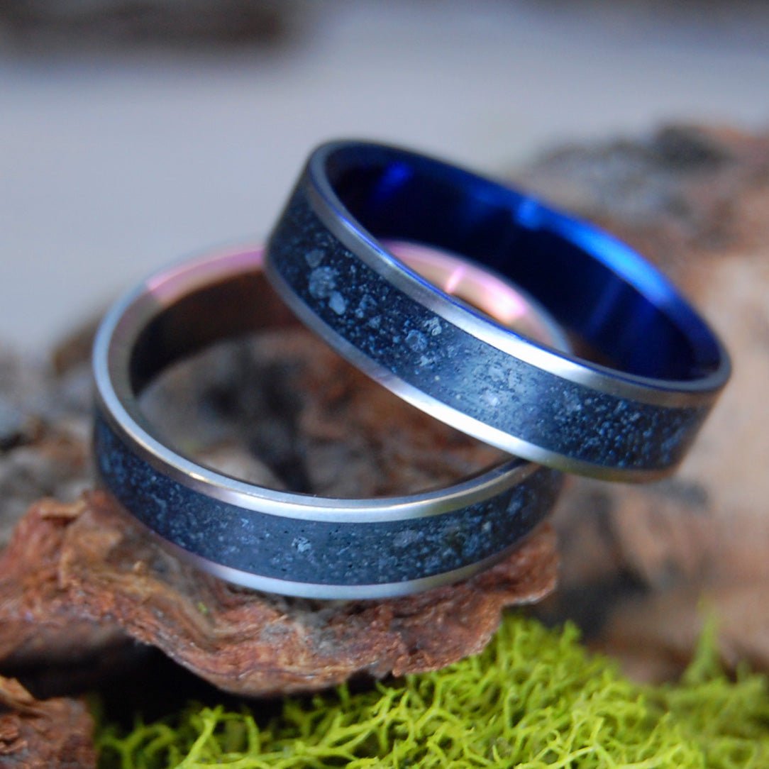 Icelandic Lava Sunset And Blue | Icelandic Volcanic Beach Sand And Lava - Unique Wedding Ring Ring - Minter and Richter Designs