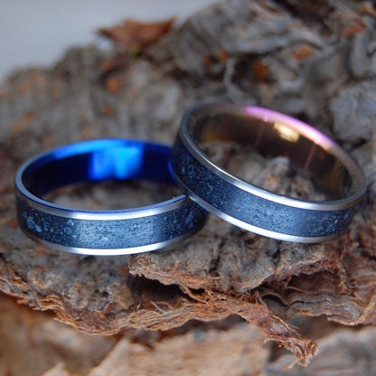 Icelandic Lava Sunset And Blue | Icelandic Volcanic Beach Sand And Lava - Unique Wedding Ring Ring - Minter and Richter Designs