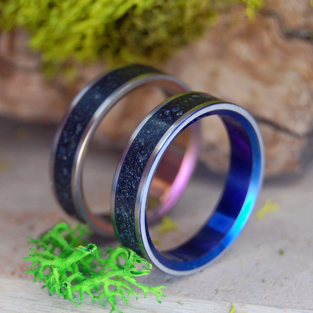 Icelandic Lava Sunset And Blue | Icelandic Volcanic Beach Sand And Lava - Unique Wedding Ring Ring - Minter and Richter Designs