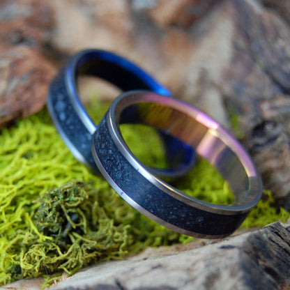 Icelandic Lava Sunset And Blue | Icelandic Volcanic Beach Sand And Lava - Unique Wedding Ring Ring - Minter and Richter Designs