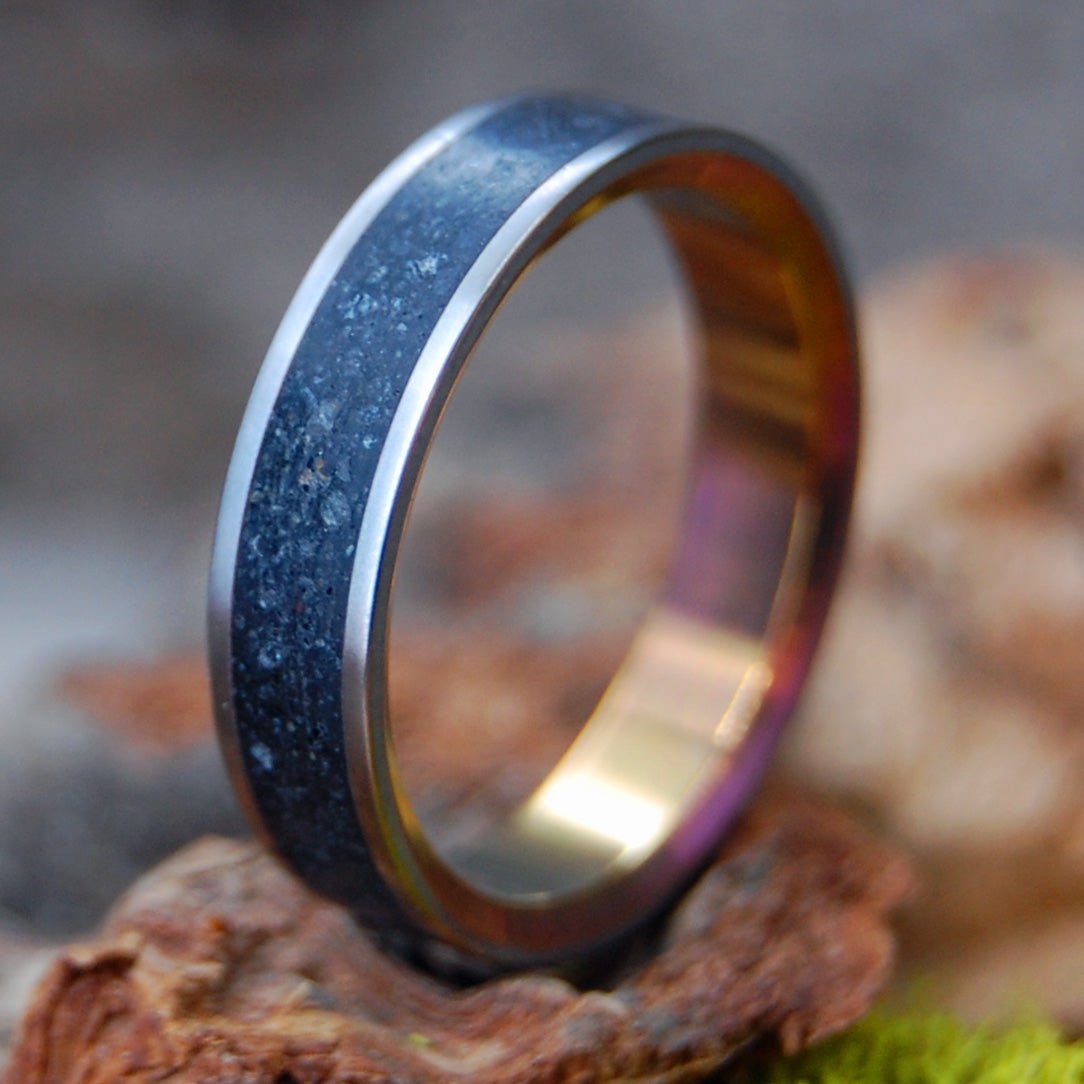 Icelandic Lava Sunset | Women's Lava, Beach Sand & Titanium Wedding Ring - Minter and Richter Designs