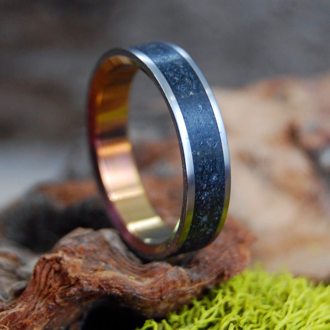 Icelandic Lava Sunset | Women's Lava, Beach Sand & Titanium Wedding Ring - Minter and Richter Designs