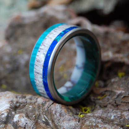 I'll Meet You Anywhere | Men's Stone, Moose Antler & Titanium Wedding Ring - Minter and Richter Designs