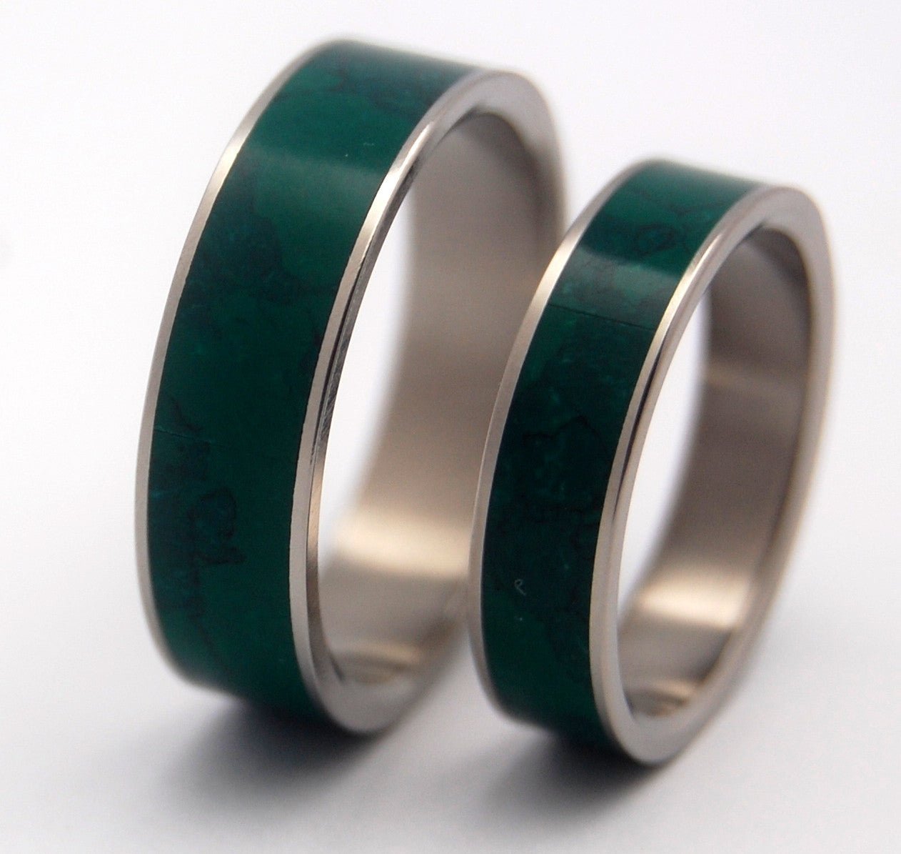 Imperial Jade | Jade Stone & Titanium - Unique Wedding Ring Set - Minter and Richter Designs