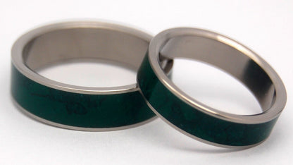 Imperial Jade | Jade Stone & Titanium - Unique Wedding Ring Set - Minter and Richter Designs