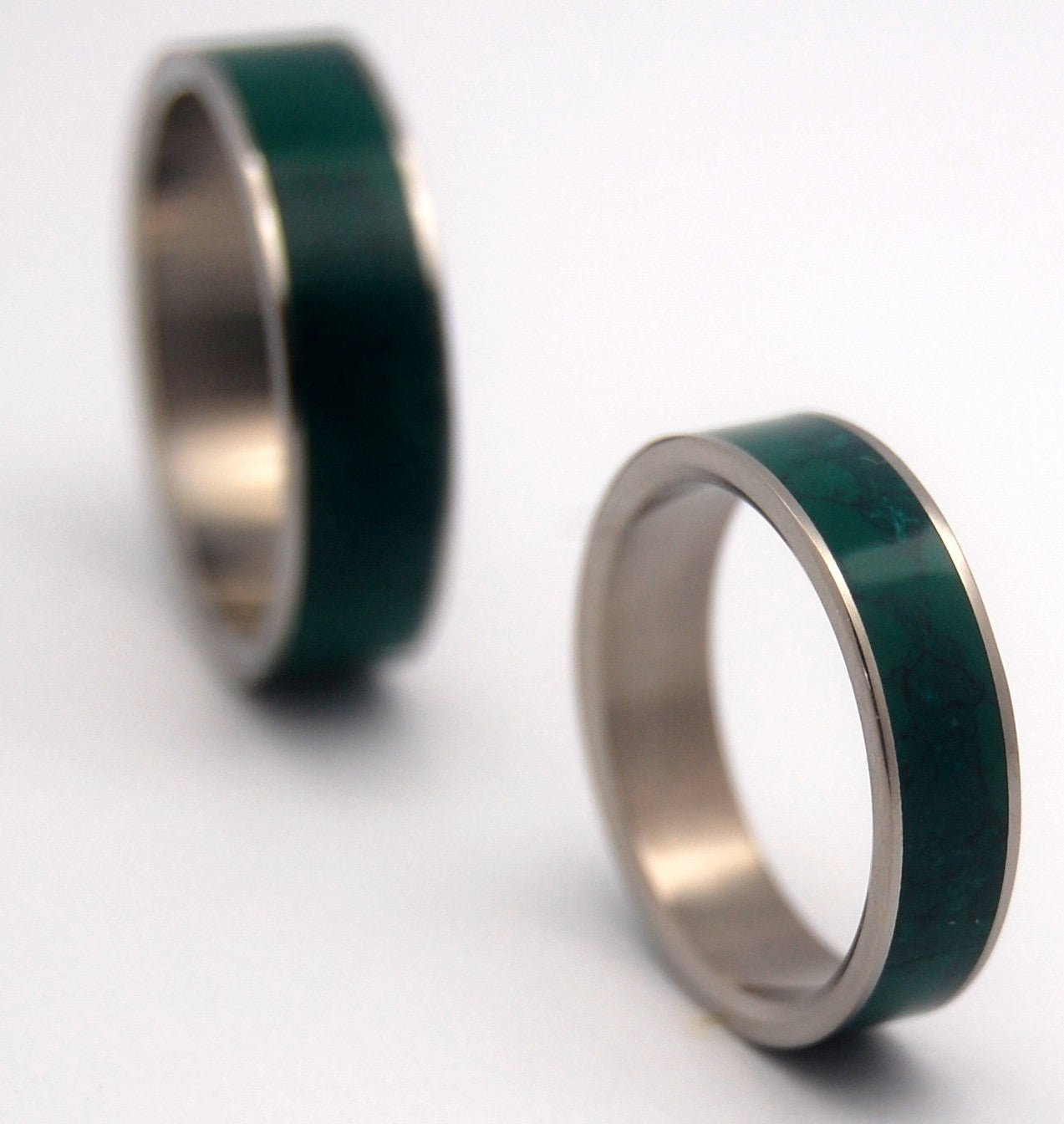 Imperial Jade | Jade Stone & Titanium - Unique Wedding Ring Set - Minter and Richter Designs