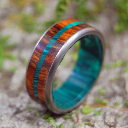 In The Midst Of Desert Ironwood | Men's Ironwood, Malachite & Titanium Wedding Ring - Minter and Richter Designs