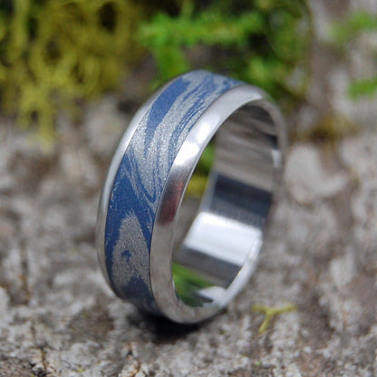 Inox Blue Katana | Men's Steel & M3 Blue Wedding Ring - Minter and Richter Designs