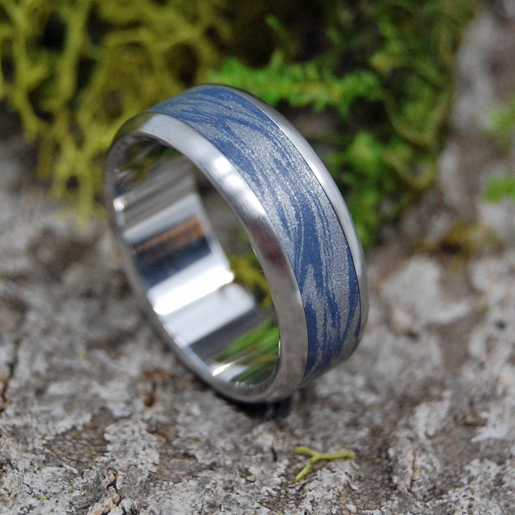 Inox Blue Katana | Men's Steel & M3 Blue Wedding Ring - Minter and Richter Designs