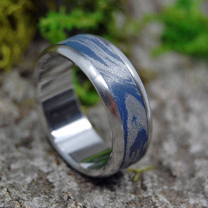 Inox Blue Katana | Men's Steel & M3 Blue Wedding Ring - Minter and Richter Designs