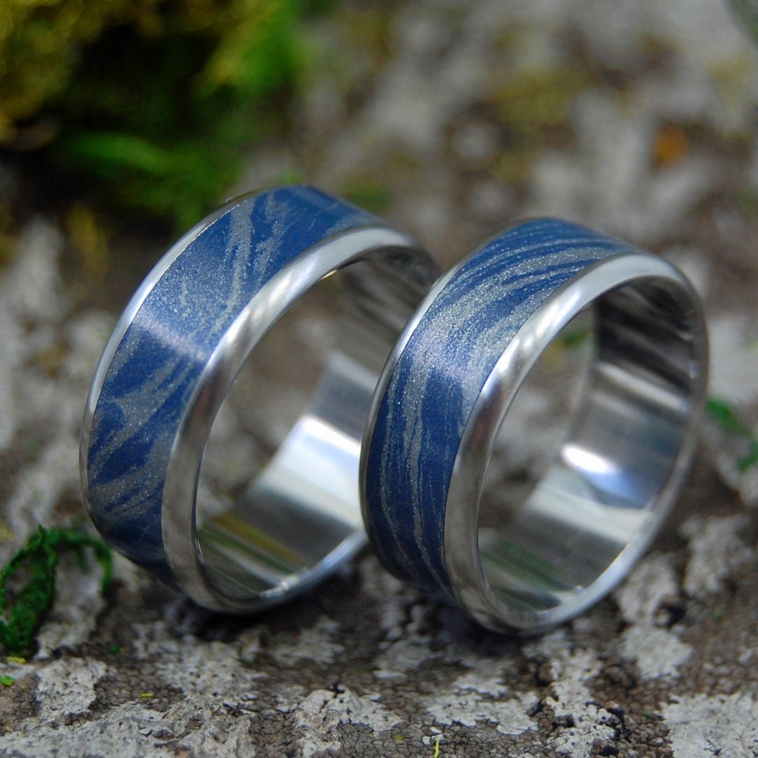 Inox Blue Katana | Steel & Blue M3 Wedding Bands As Seen On "The Orville" Tv Show - Minter and Richter Designs