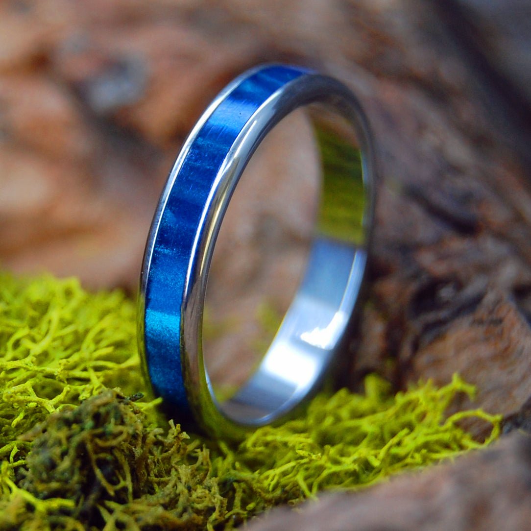 Inox Sapphire Blue | Men's Blue Marbled Resin & Titanium Wedding Ring - Minter and Richter Designs