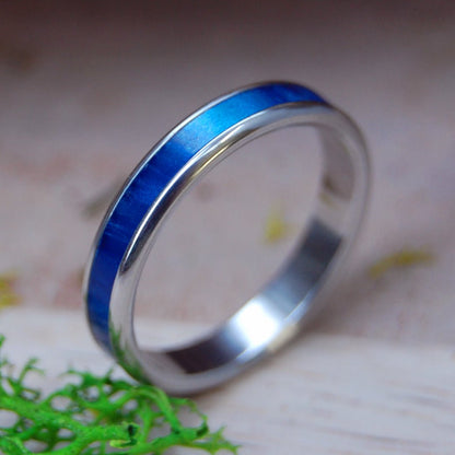 Inox Sapphire Blue | Men's Blue Marbled Resin & Titanium Wedding Ring - Minter and Richter Designs