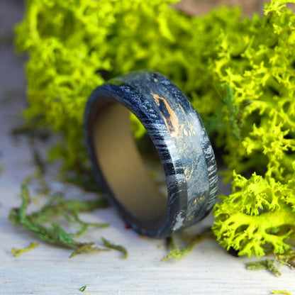 Interwoven Fates | Men's Black Box Elder Wood & Black Titanium Wedding Ring - Minter and Richter Designs