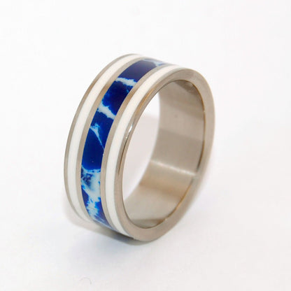 It's All Greek! | Men's Cobalt Stone, White Marble & Titanium Wedding Ring - Minter and Richter Designs