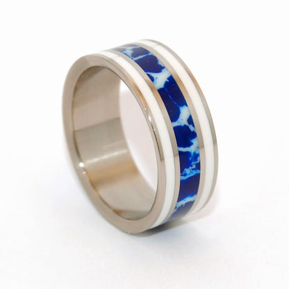 It's All Greek! | Men's Cobalt Stone, White Marble & Titanium Wedding Ring - Minter and Richter Designs