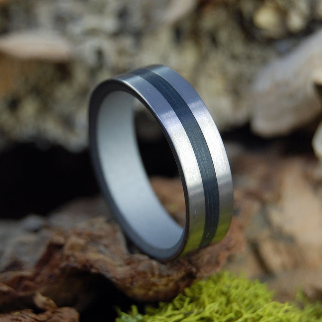 It's All In The Finish | Men's Armenian Obsidian & Titanium Wedding Ring - Minter and Richter Designs