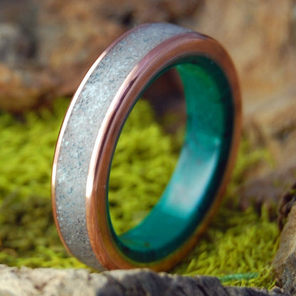 Jade, Beach Sand & Copper | Men's Jade, Beach Sand, Copper & Titanium Wedding Ring - Minter and Richter Designs