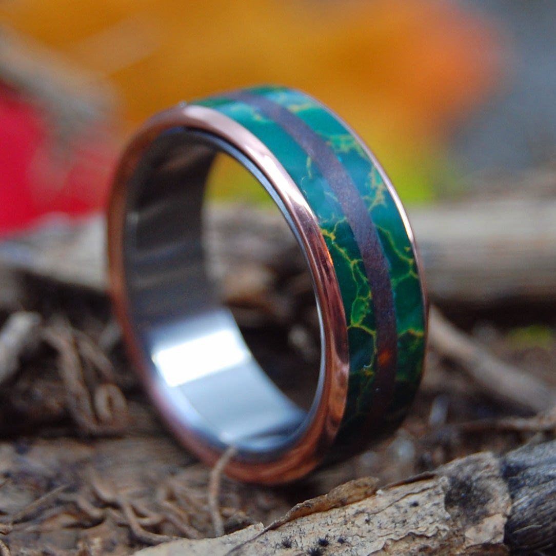 Jade In The Desert | Men's Redwood, Egyptian Jade & Titanium Wedding Ring - Minter and Richter Designs