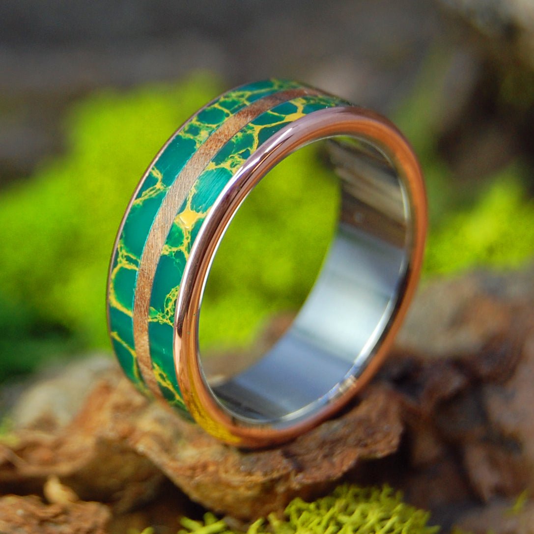 Jade In The Desert | Men's Redwood, Egyptian Jade & Titanium Wedding Ring - Minter and Richter Designs