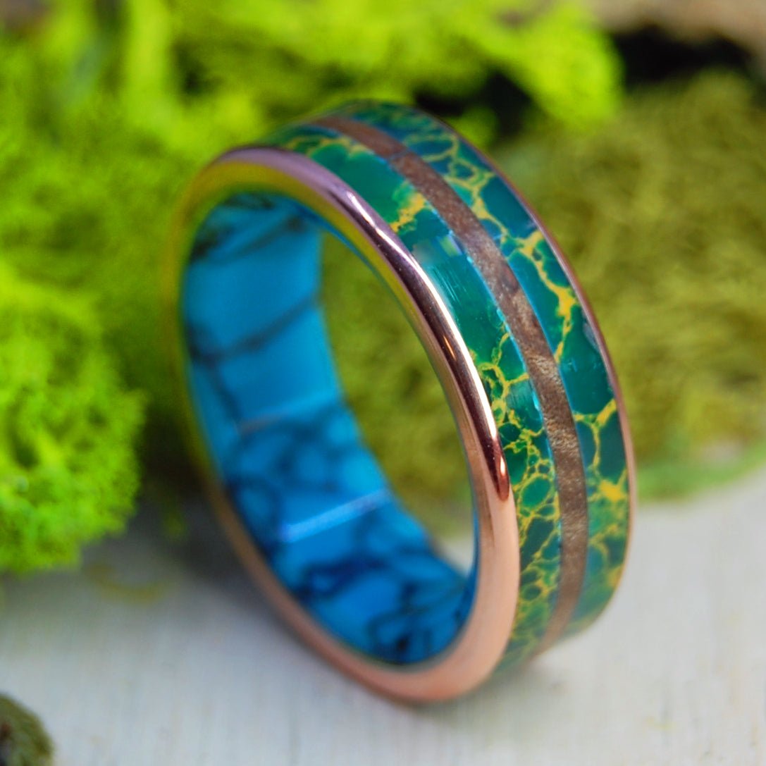 Jade In The Desert Plus | Men's Redwood, Egyptian Jade & Titanium Wedding Ring - Minter and Richter Designs