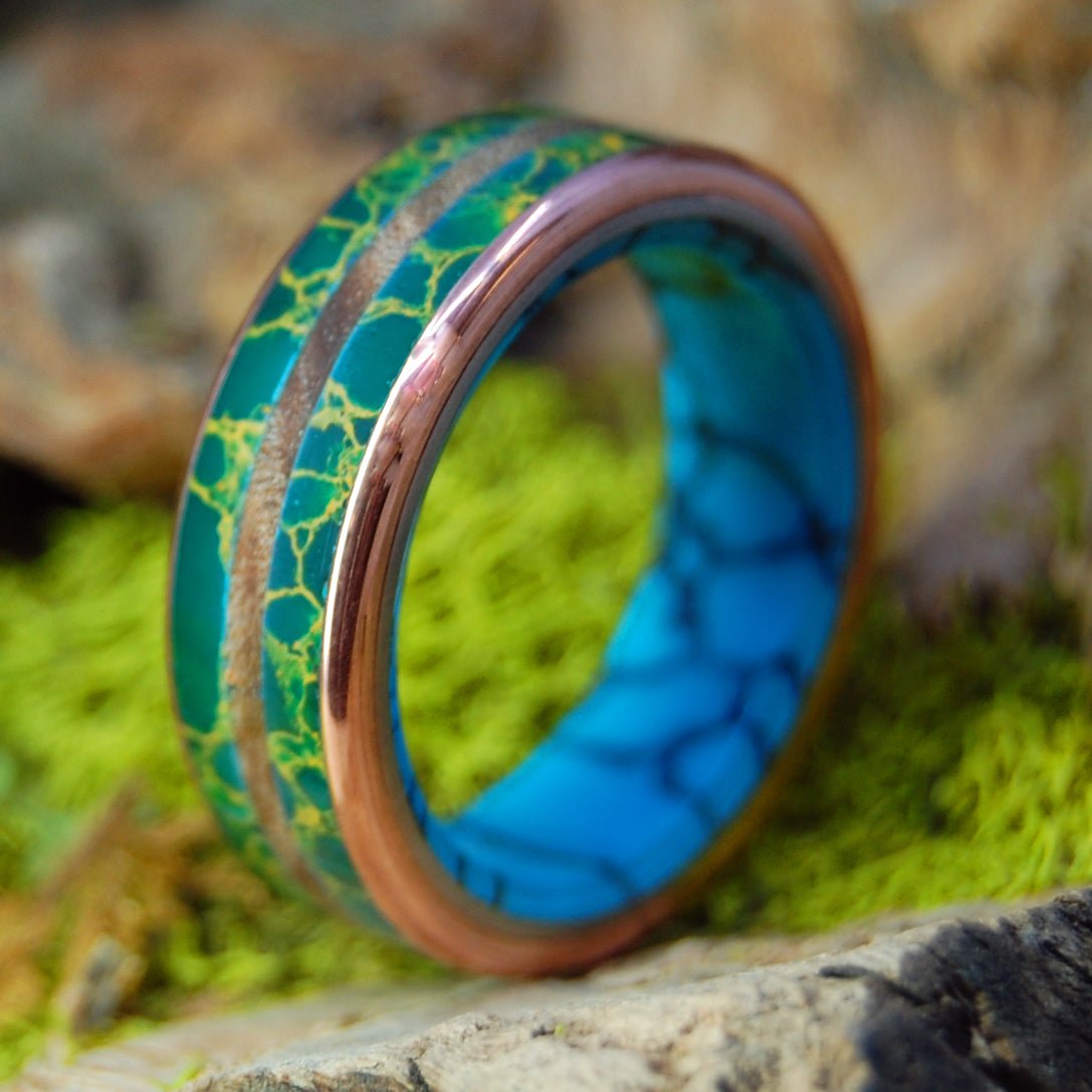 Jade In The Desert Plus | Men's Redwood, Egyptian Jade & Titanium Wedding Ring - Minter and Richter Designs