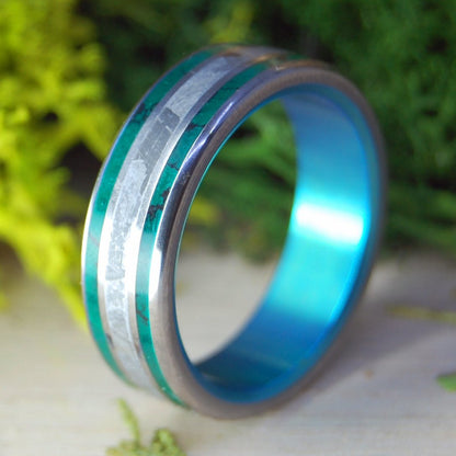 Jade Knight | Men's Meteorite, Imperial Jade & Titanium Wedding Ring - Minter and Richter Designs