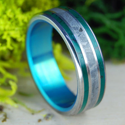 Jade Knight | Men's Meteorite, Imperial Jade & Titanium Wedding Ring - Minter and Richter Designs