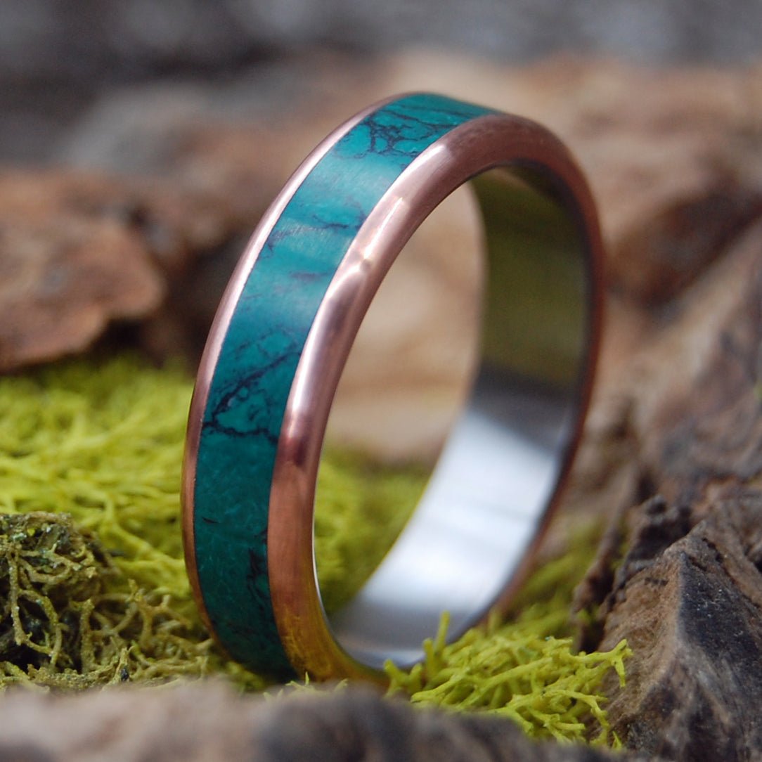 Jade Sea | Men's Imperial Jade Stone, Copper & Titanium Wedding Ring - Minter and Richter Designs