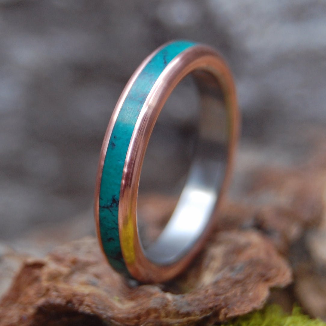 Jade Sea | Men's Imperial Jade Stone, Copper & Titanium Wedding Ring - Minter and Richter Designs